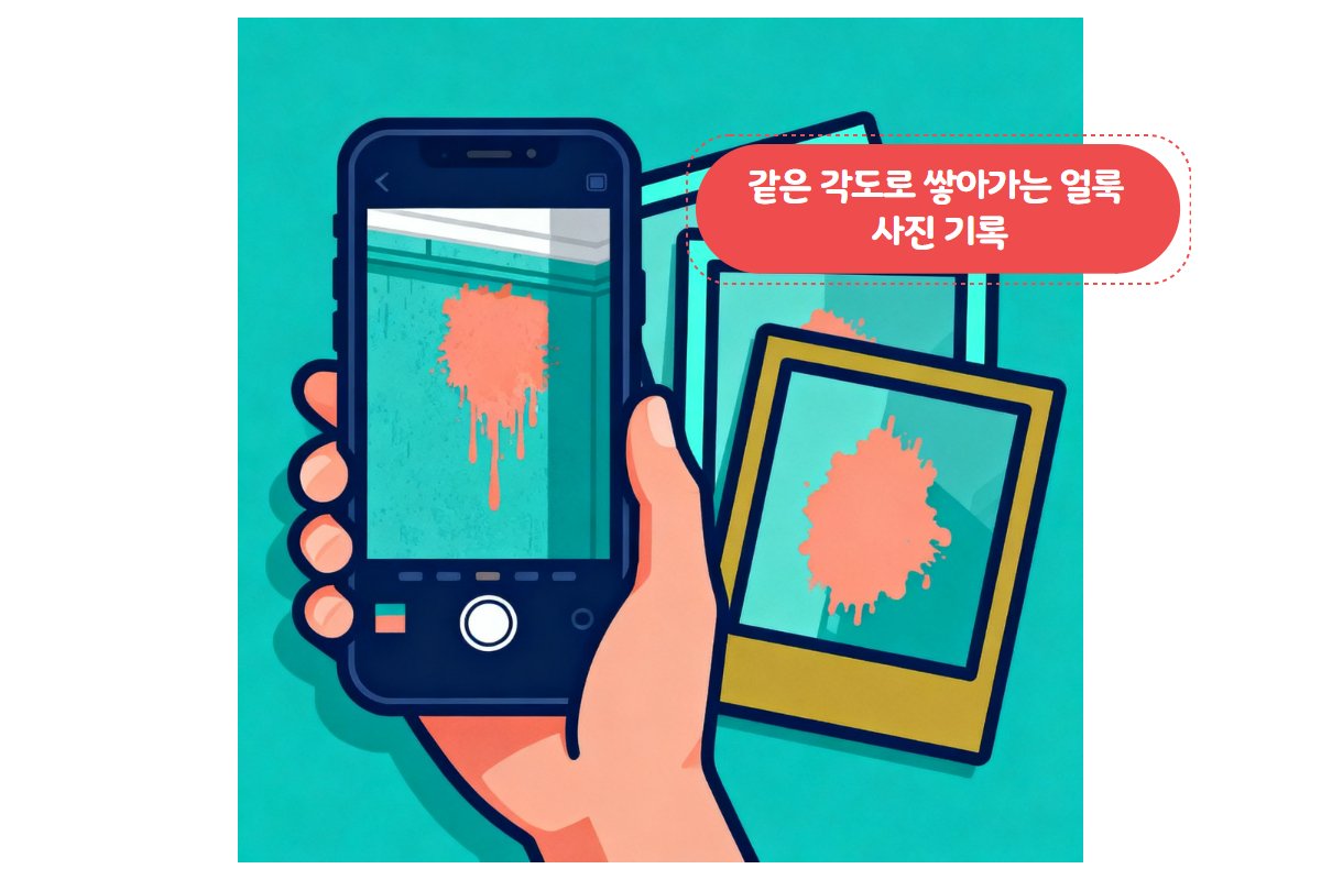 스마트폰으로 얼룩 날짜 기록 — 자가진단 사진 아카이브 예시