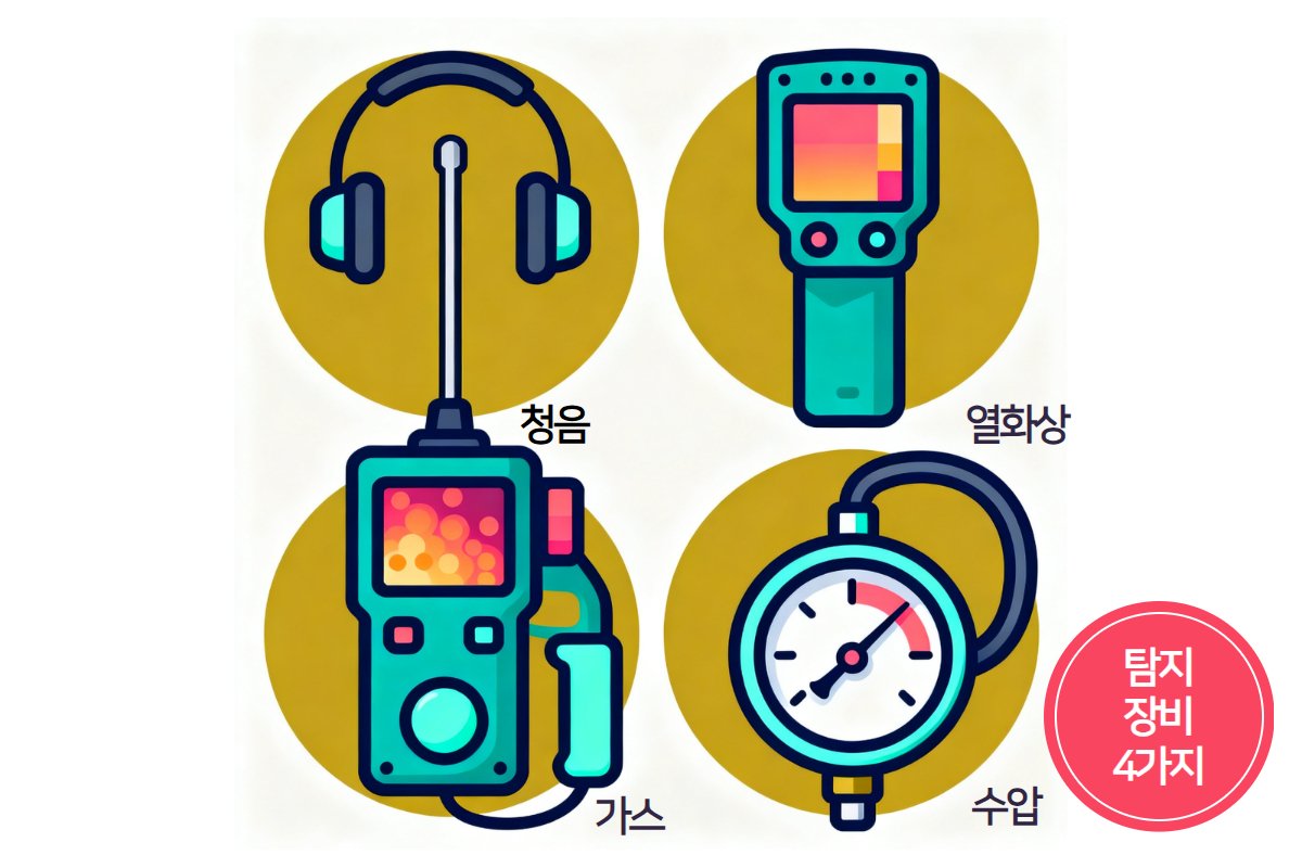 청음봉·열화상 카메라·추적가스 감지기·수압게이지 4가지 장비 비교