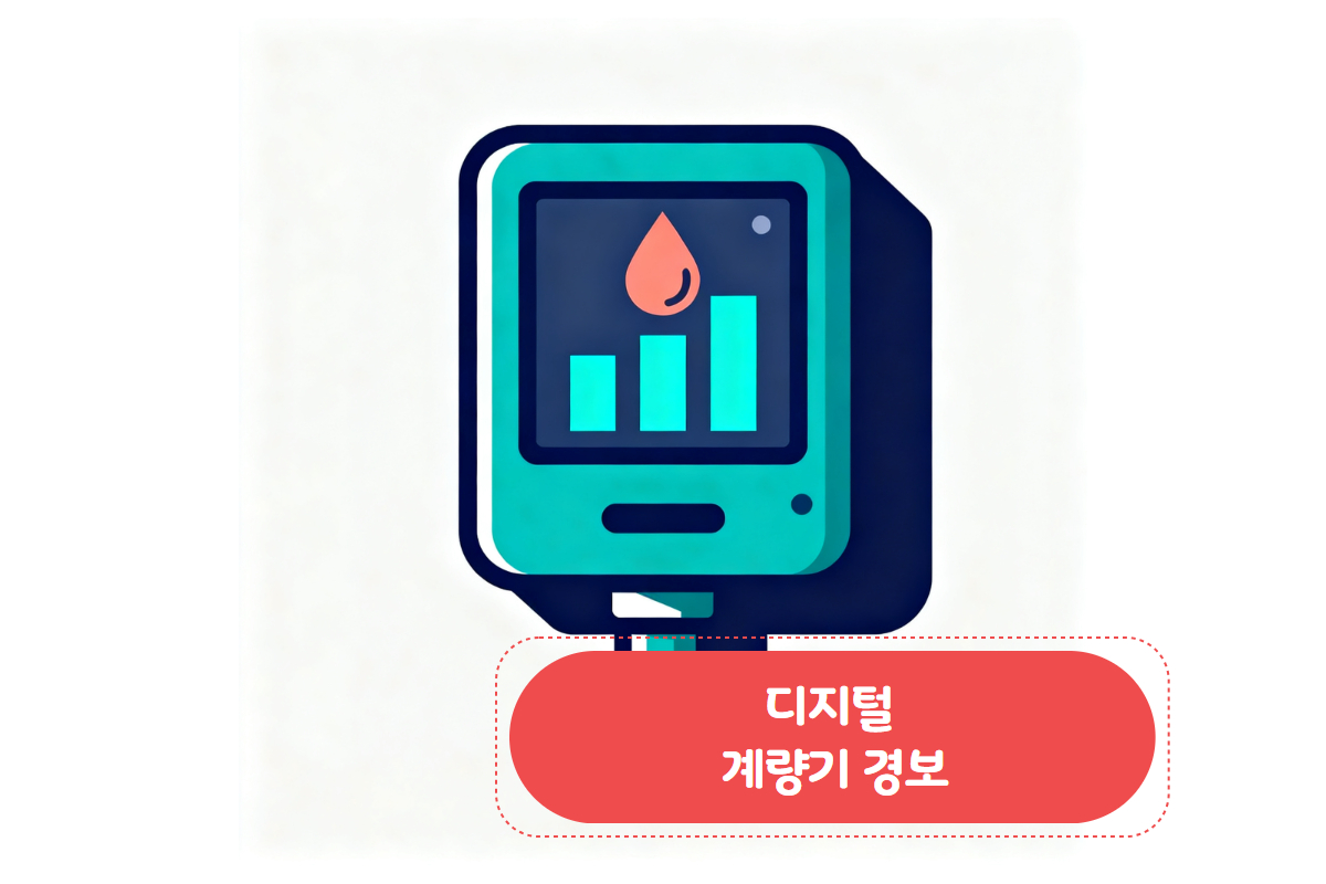 디지털 수도계량기 화면 — 유량 표시 숫자 클로즈업