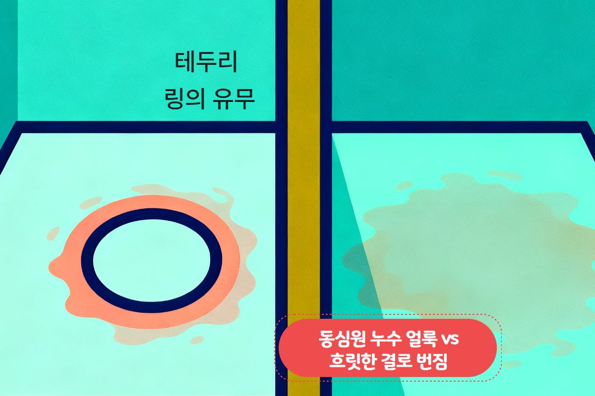 같은 벽 결로(겨울) vs 누수(장마) 페어 비교